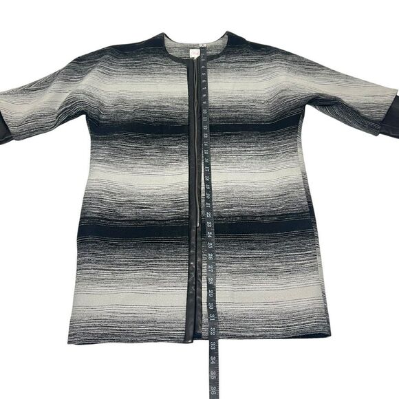 Parker  Coat w Lambs Leather Trim Black & White Stripes Size XSmall Oversized Wo - Picture 8 of 14